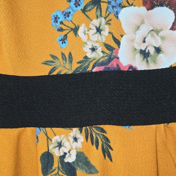 SMAK PARLOUR 2X MUSTARD FLORAL RETRO SWING DRESS TEXTURED LIGHTWEIGHT STRETCHY - Picture 11 of 15